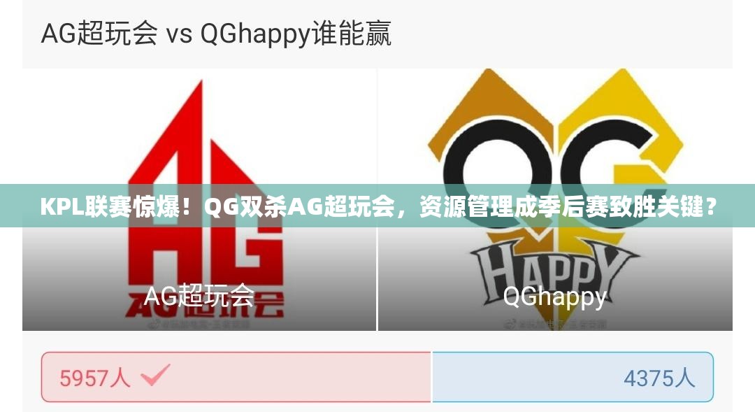 KPL聯(lián)賽驚爆！QG雙殺AG超玩會，資源管理成季后賽致勝關(guān)鍵？