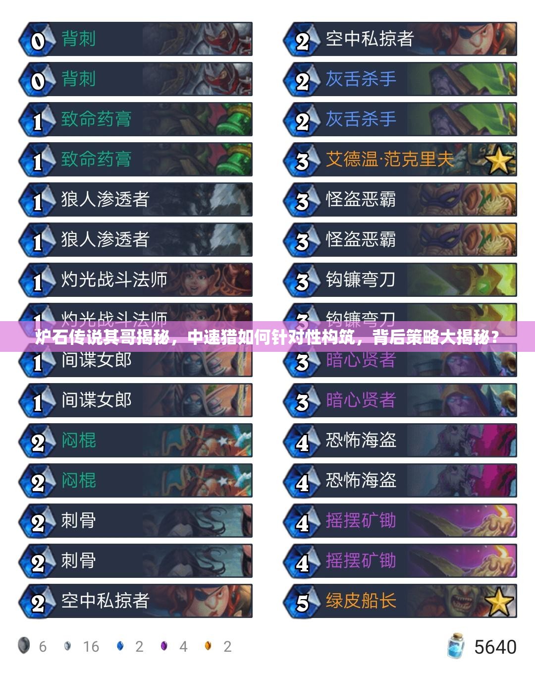 爐石傳說其哥揭秘，中速獵如何針對(duì)性構(gòu)筑，背后策略大揭秘？