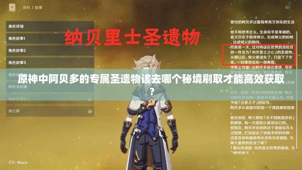 原神中阿貝多的專屬圣遺物該去哪個(gè)秘境刷取才能高效獲??？